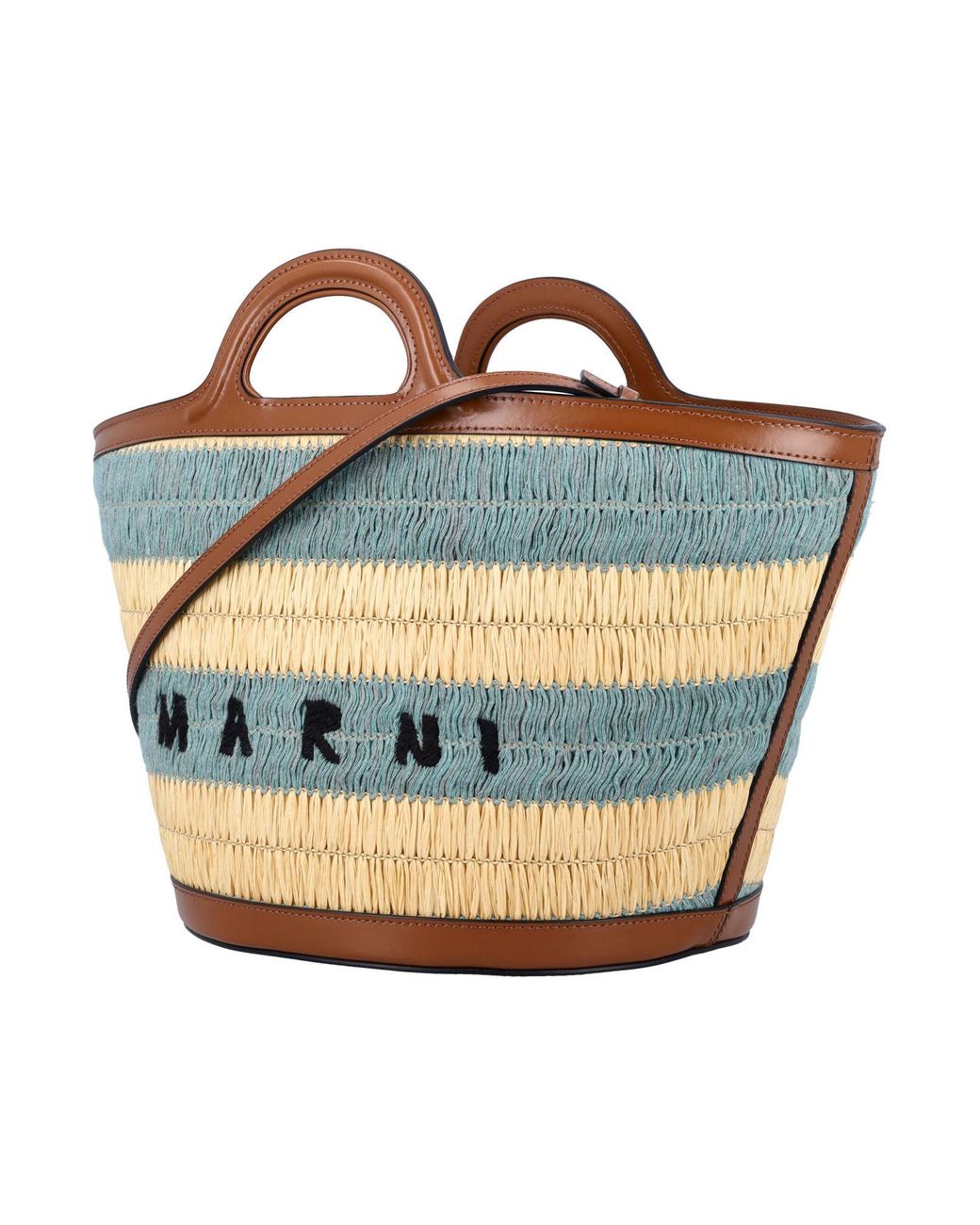 Marni Blue Logo Embroidered Tote Bag