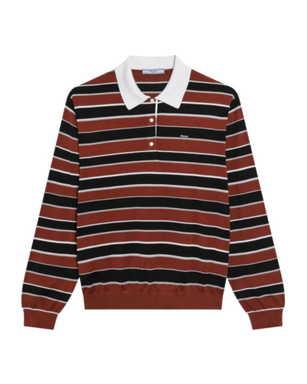 Prada Red Striped Silk Polo Shirt