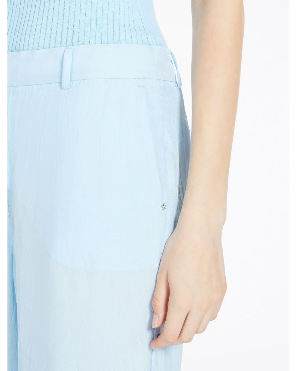Sportmax Blue High Waist Straight Leg Pants