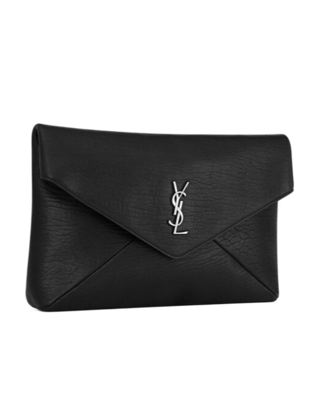 Saint Laurent Black Cassandre Large Envelope Pouch