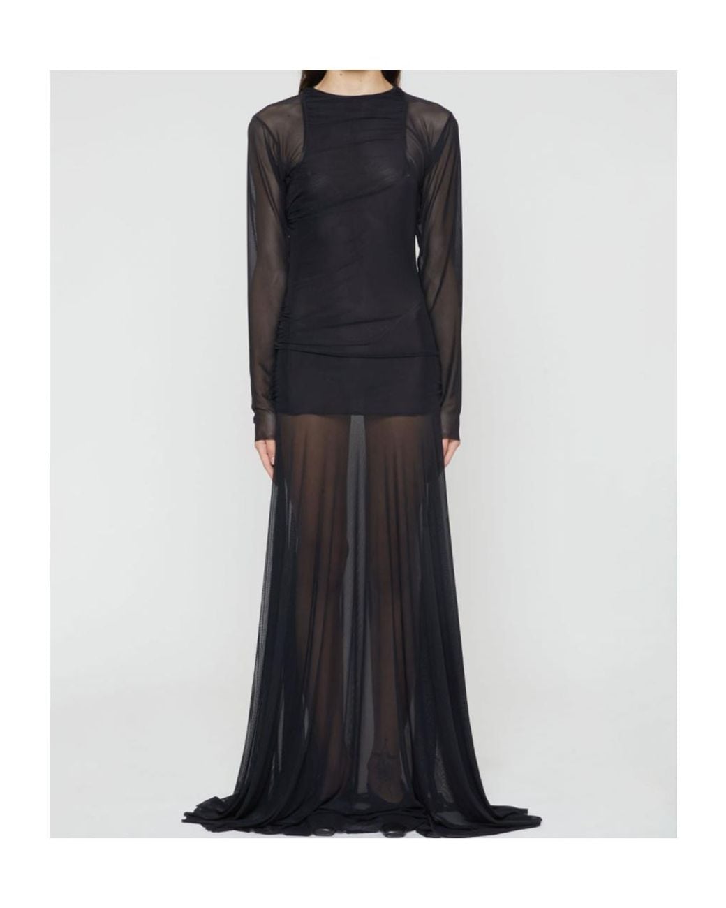 FEDERICO CINA Black Sheer Layered Long Dress