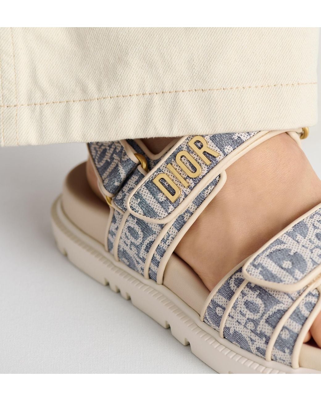 Dior White Christian Act Logo Plaque Double-Strap Sandals