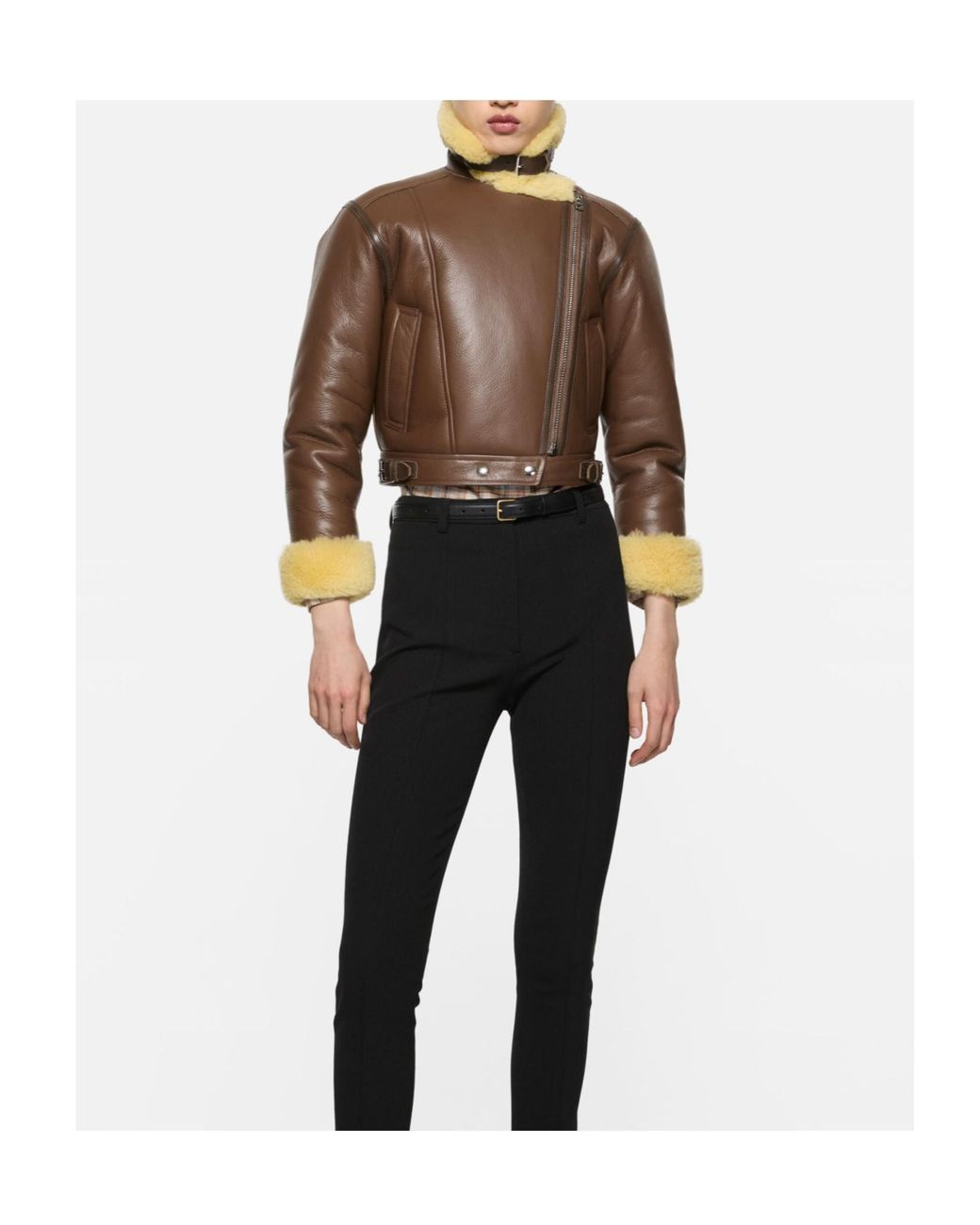 Acne Metallic Shearling Biker Jacket