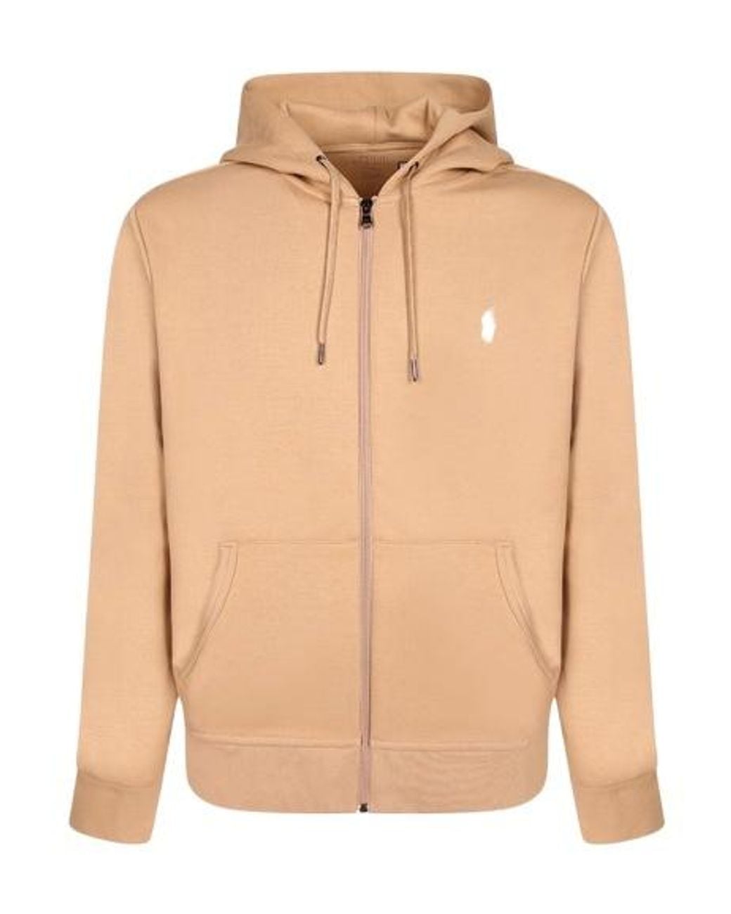 Ralph Lauren Natural Polo Pony Embroidered Zip-Up Hoodie