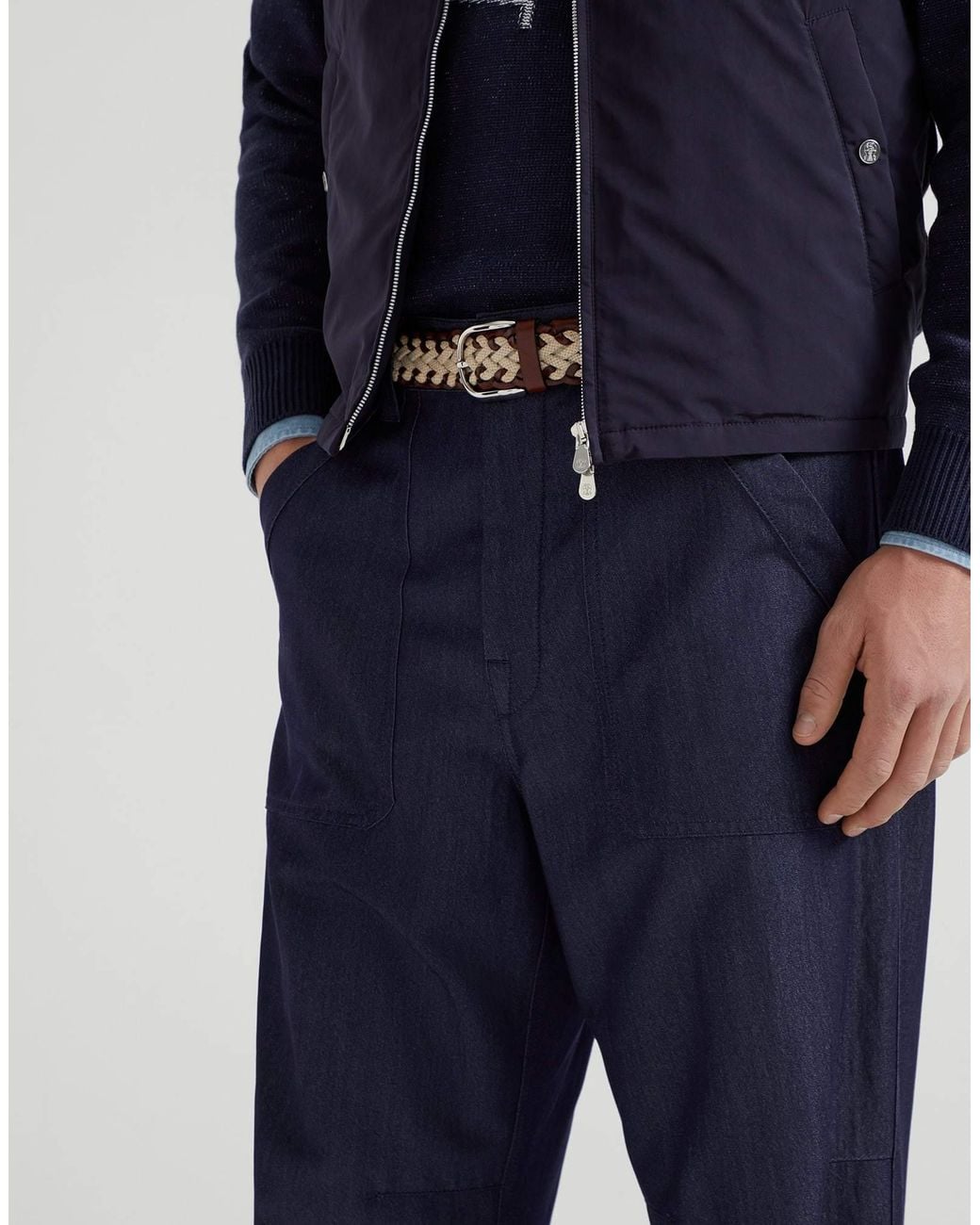 Brunello Cucinelli Blue Button-Fastening Trousers for men