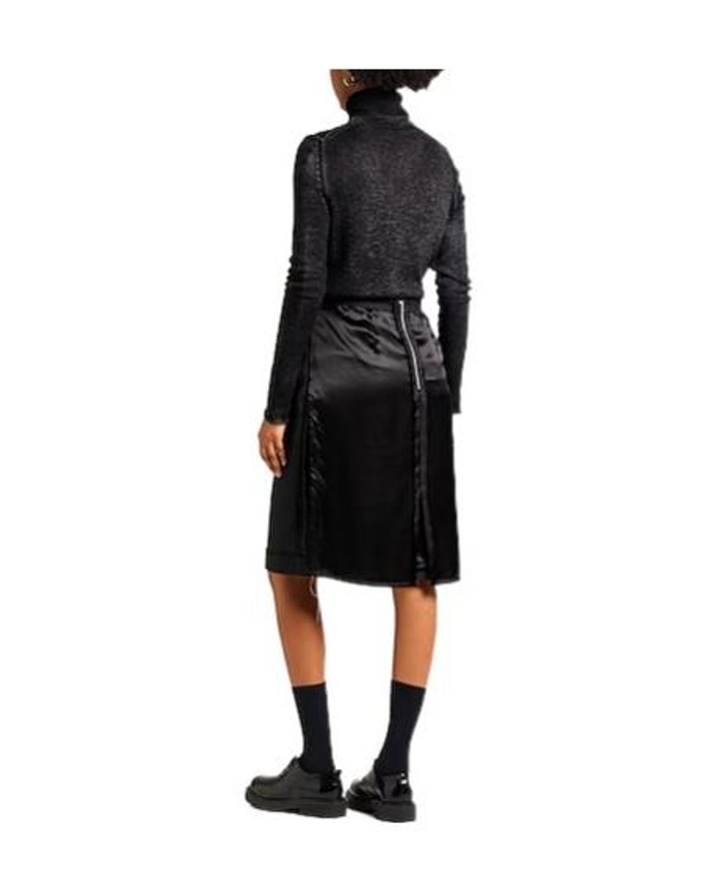 Maison Margiela Black Minimalist Wool Satin Pencil Skirt