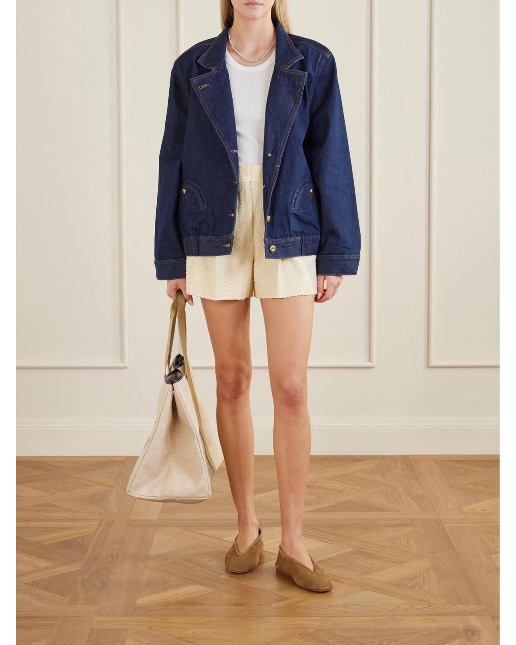 Blazé Milano Natural Cotton-Blend Tweed Shorts
