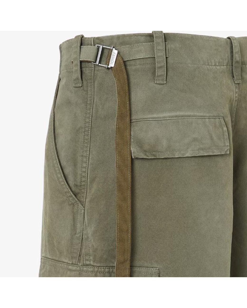 Fendi Green Adjustable-Waist Cargo Shorts for men