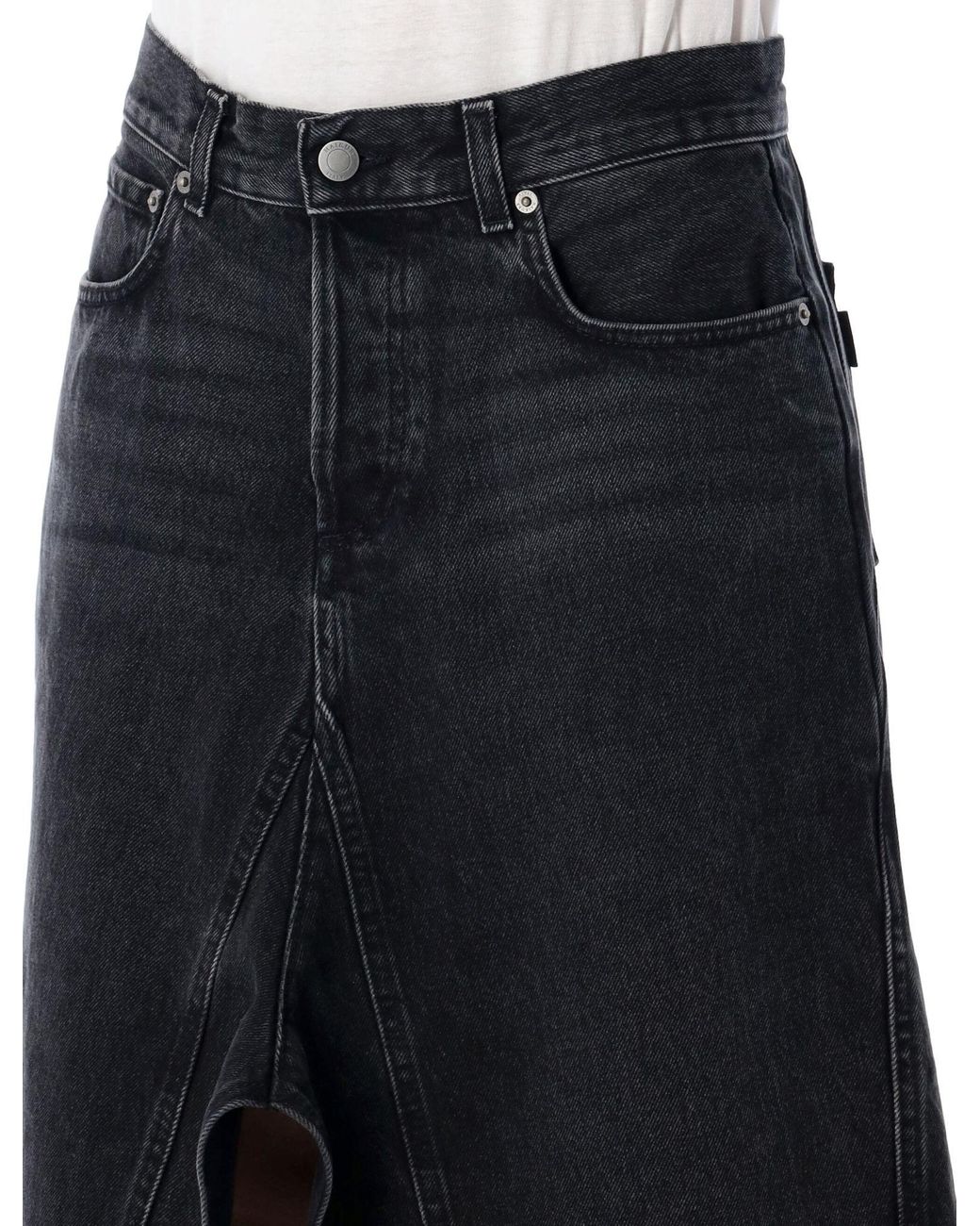 Haikure Black Stacy Slit-Detailed Denim Skirt