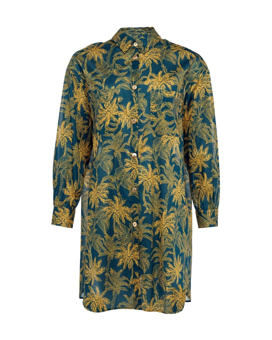 Eres Green Tropicalprint Longsleeve Mini Dress