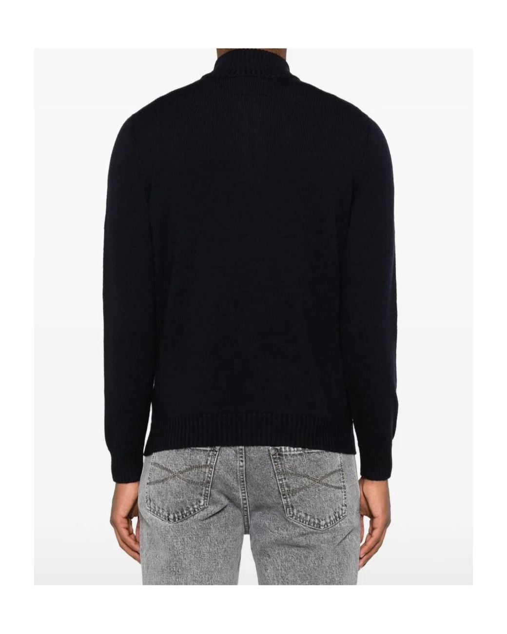 Drumohr Black Mock-Neck Zip Knitwear for men