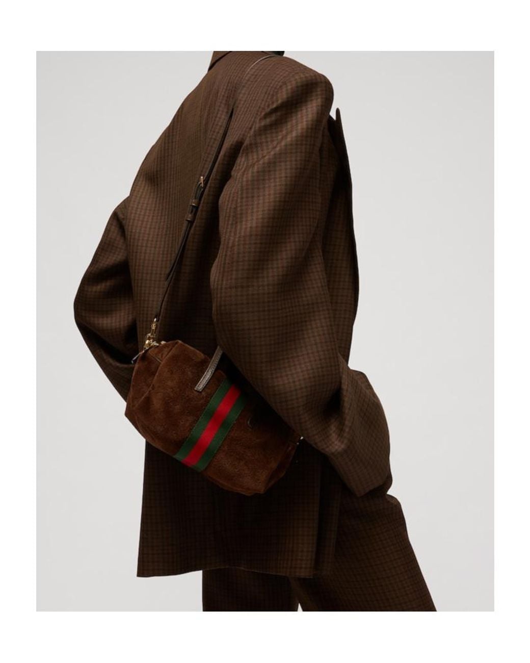 Gucci Brown Small Boston Bag With Web