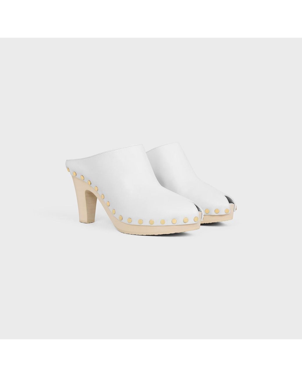 Céline White Rive Heeled Clog