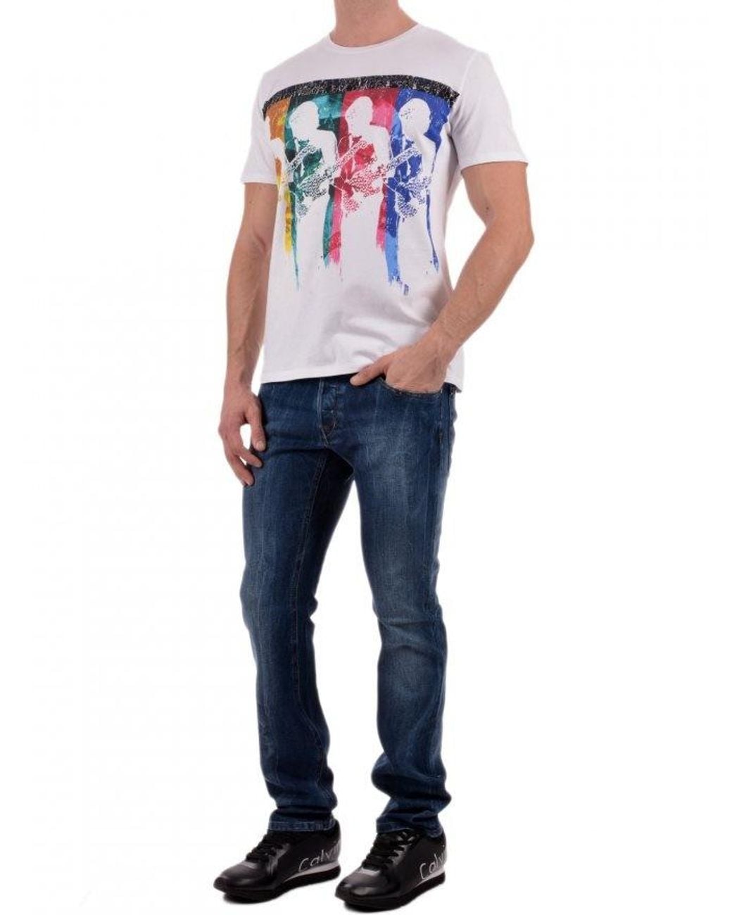 Just Cavalli White Graffiti Print T-Shirt for men