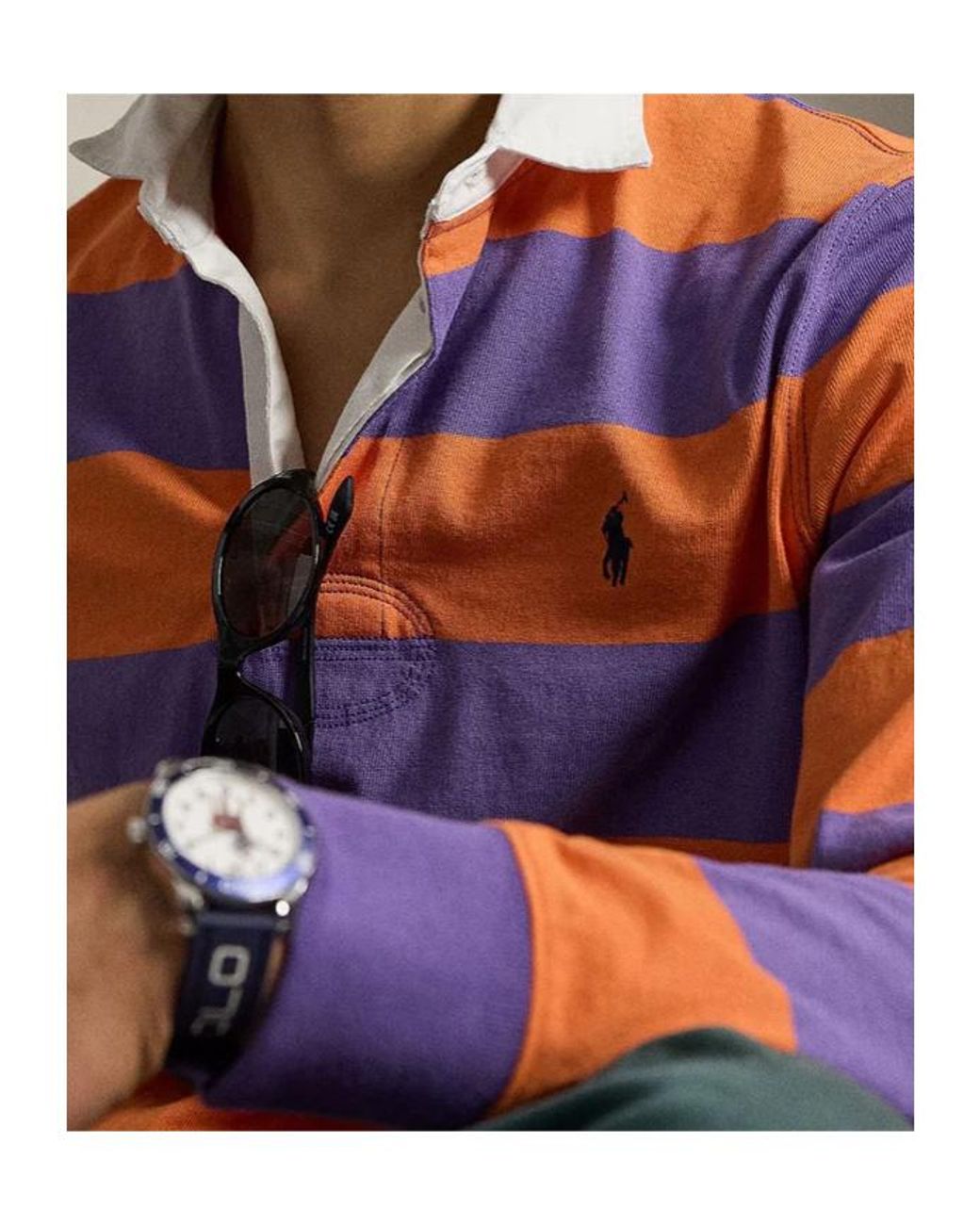 Polo Ralph Lauren Orange Stripe Rugby Polo Shirt for men