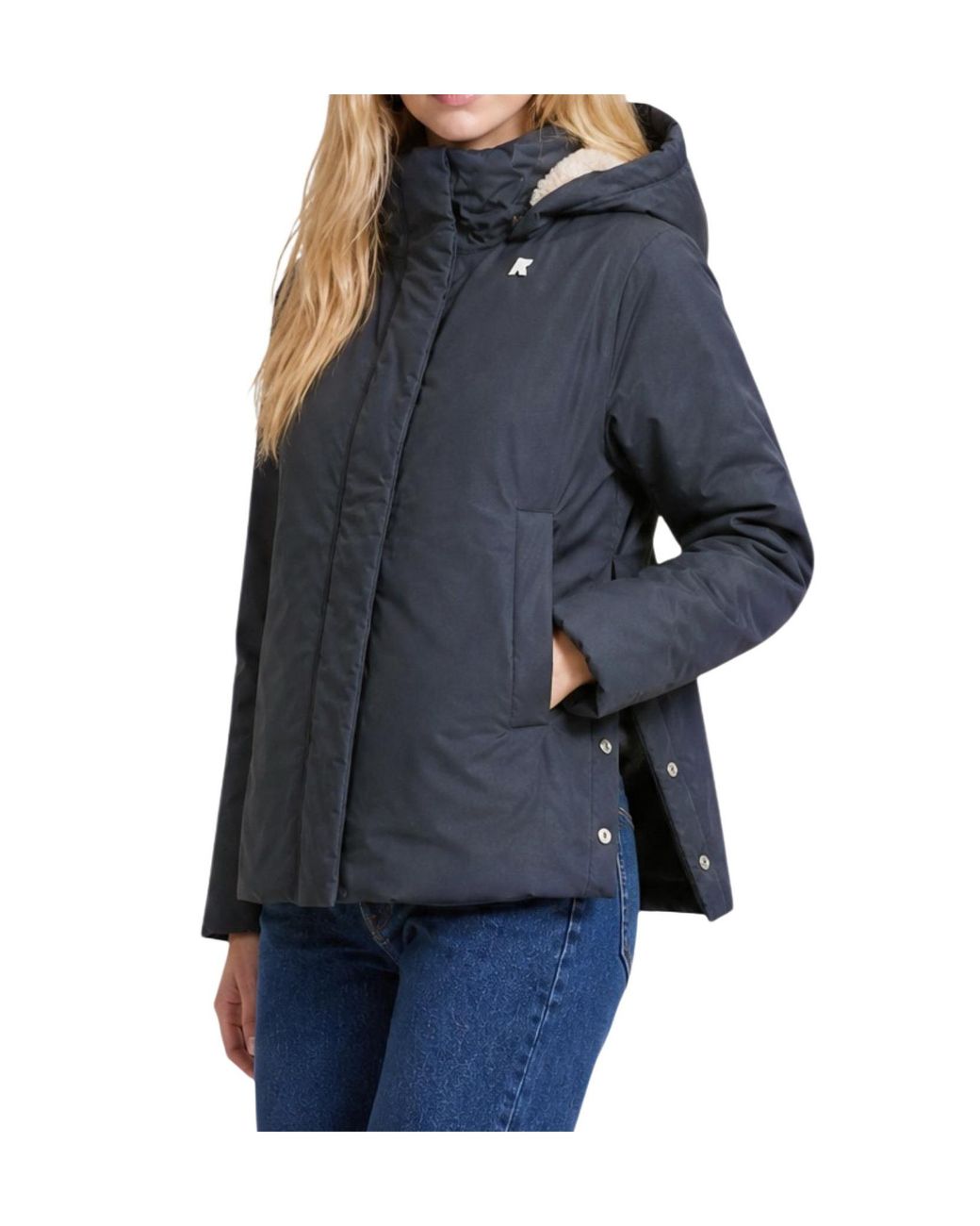 K-Way Blue Marlette Logo Patch Twill Jacket