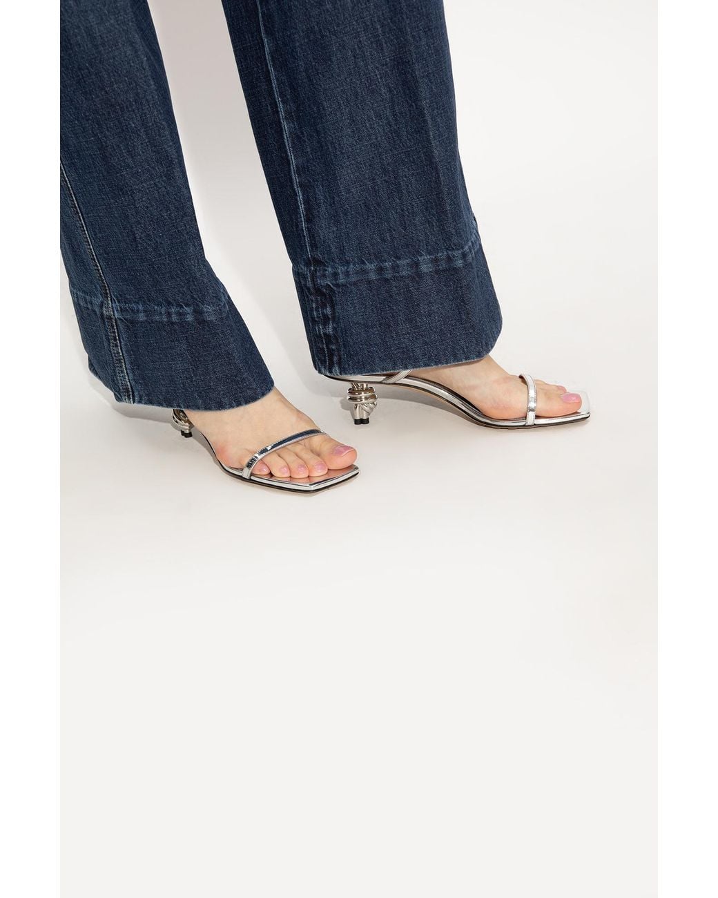 Bottega Veneta White Knot Detailed Mules