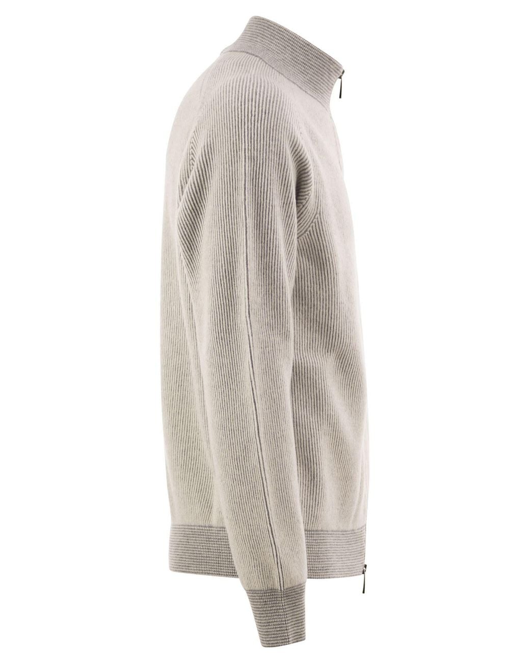 Peserico Multicolor Ribbed Zipped Cardigan for men