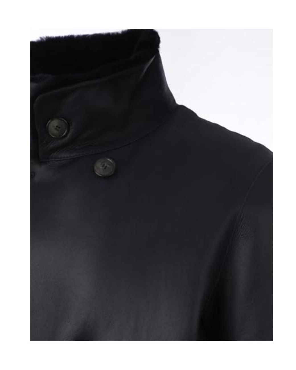 Giorgio Armani Blue Double-Breasted Reversible Coat for men