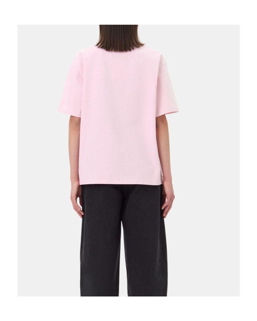 Ganni Pink Drop Shoulder Heart T-Shirt