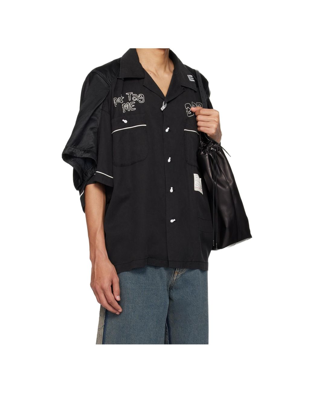 Maison Mihara Yasuhiro Black Wide Sleeve Bowling Shirt for men