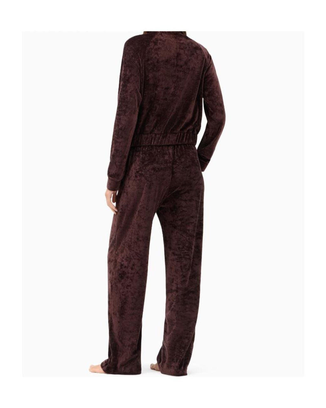 Emporio Armani Red Chenille Loungewear Tracksuit With A Full Zip And Logo