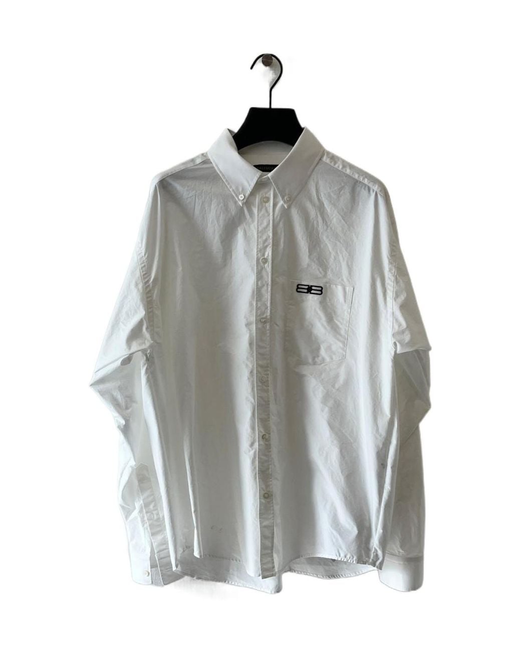 Balenciaga Gray Bb Embroidered Oversized Shirt for men