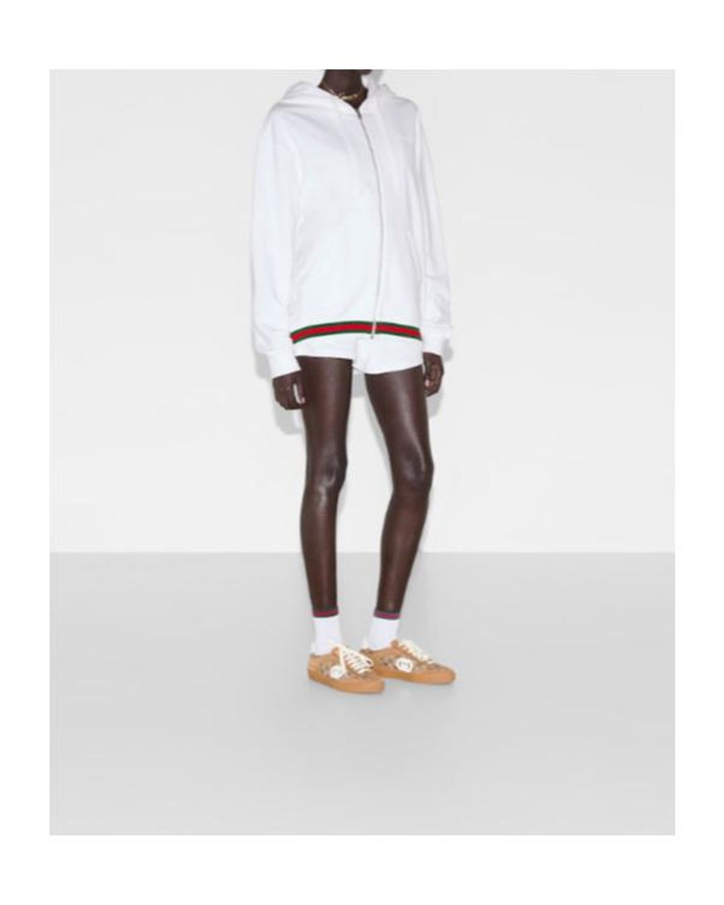 Gucci White Web Detailed Jersey Sweatshirt