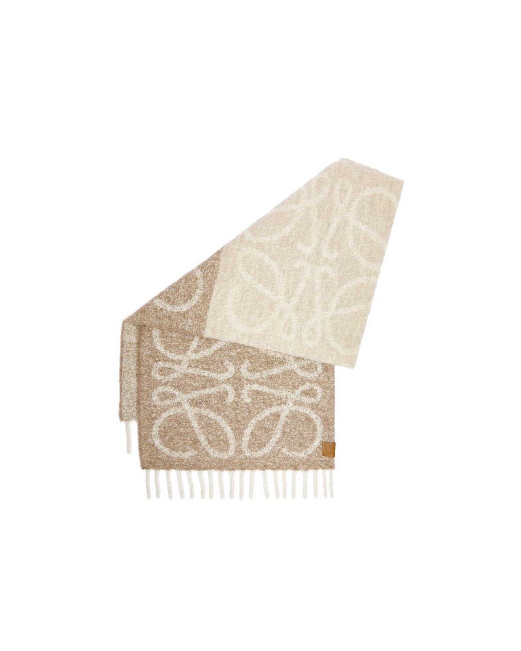 Loewe White Anagram Fringed Scarf