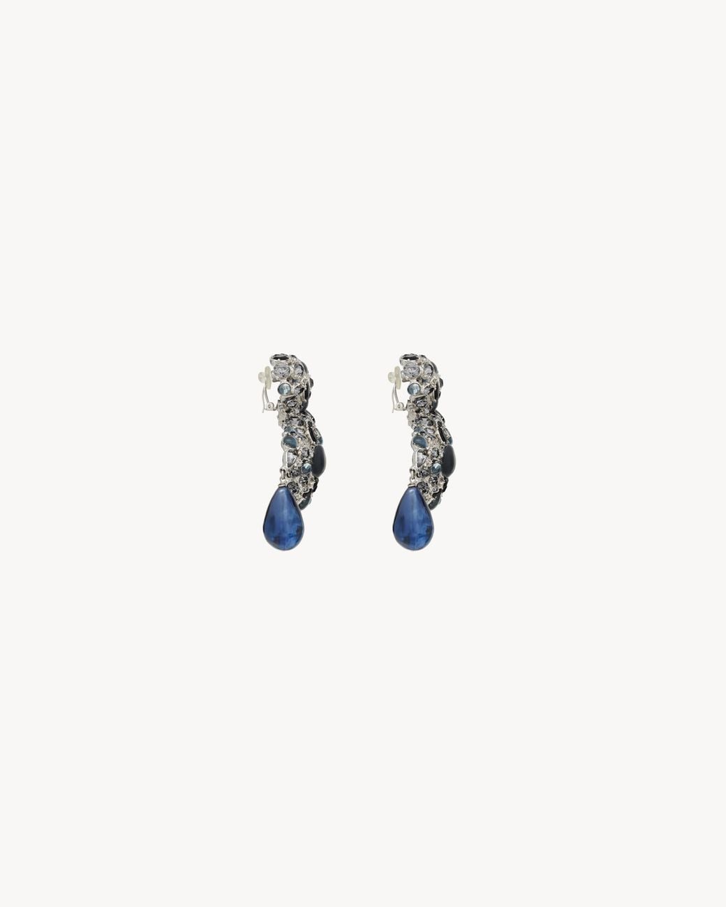 Saint Laurent White Rhinestone Dove Earrings Carrying A Resin Drop Pendant