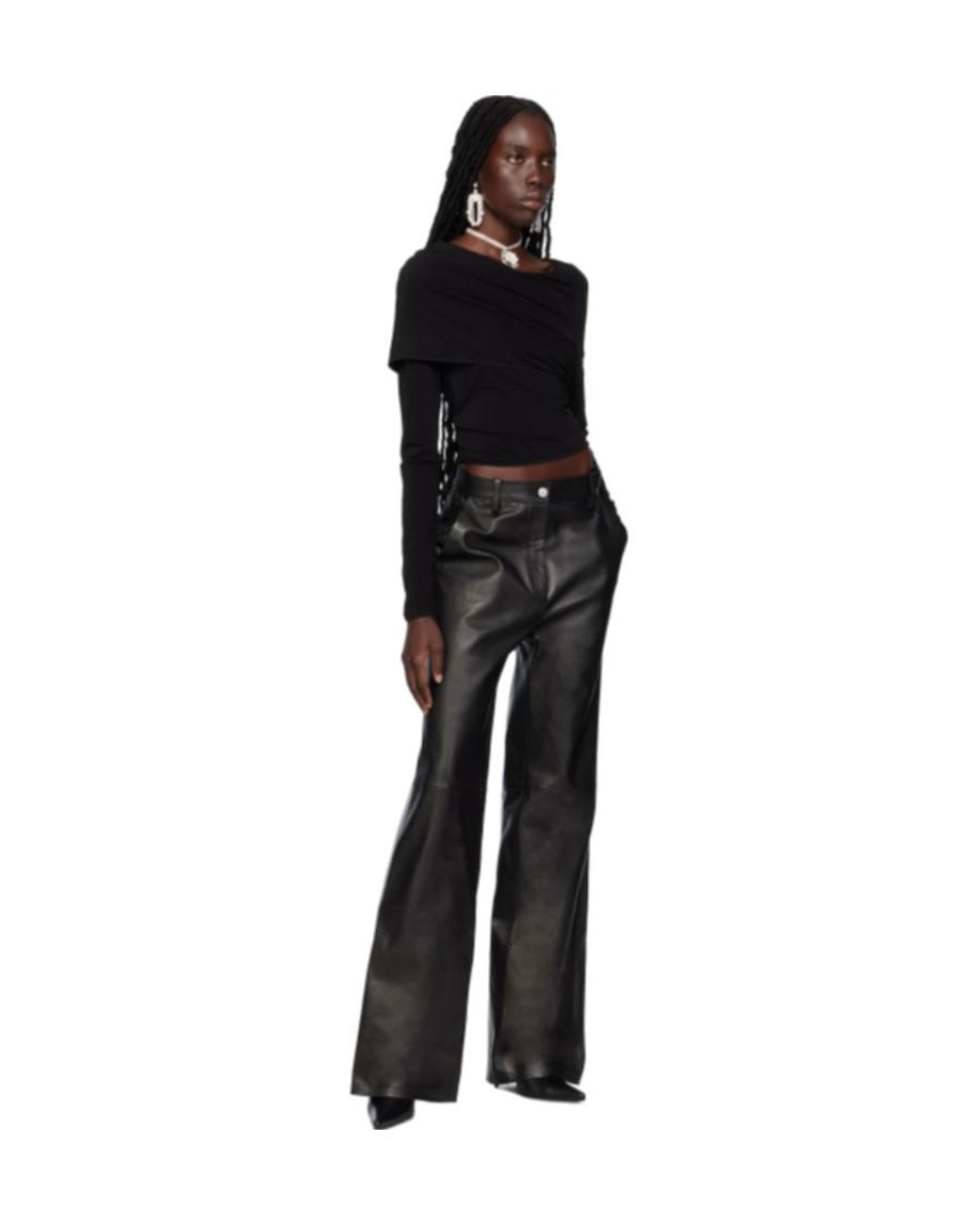 Magda Butrym Black Horn Shaped Spliced Casual Pants