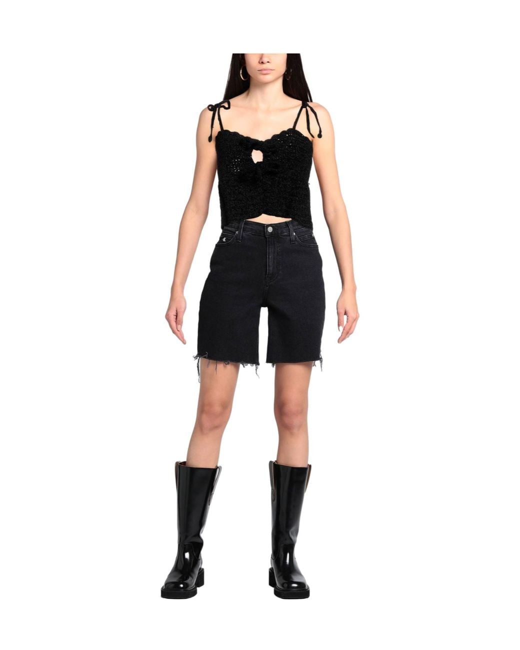 Ganni Black Stylish Knitted Sleeveless Top