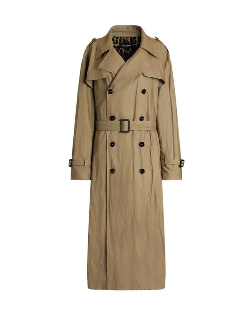 Dolce & Gabbana Natural Double-Breasted Trench Coat