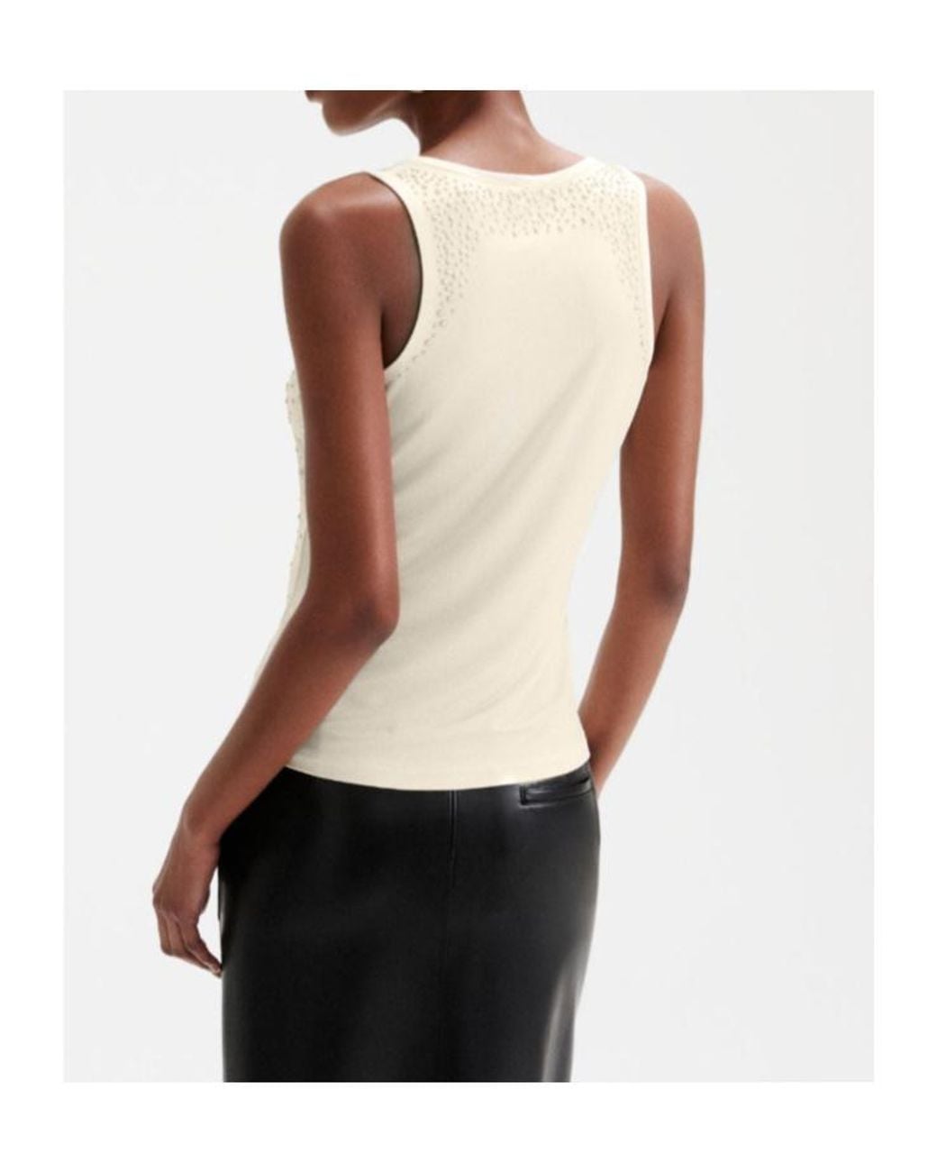 Marella Natural Bijou-Pearl Jersey Vest Top