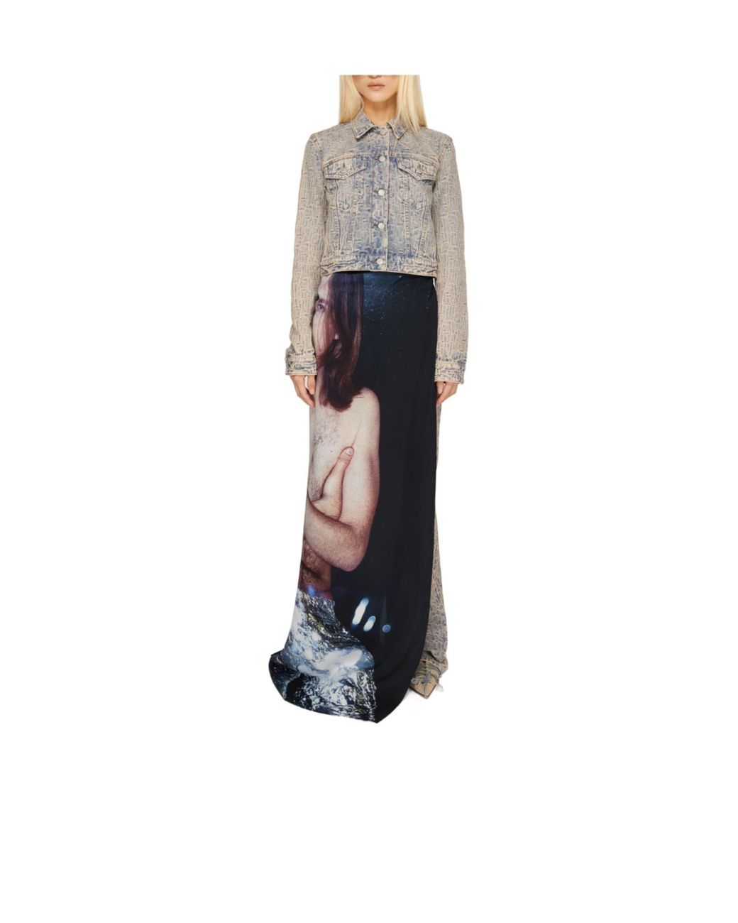Acne Blue Photographic-Print Scarf