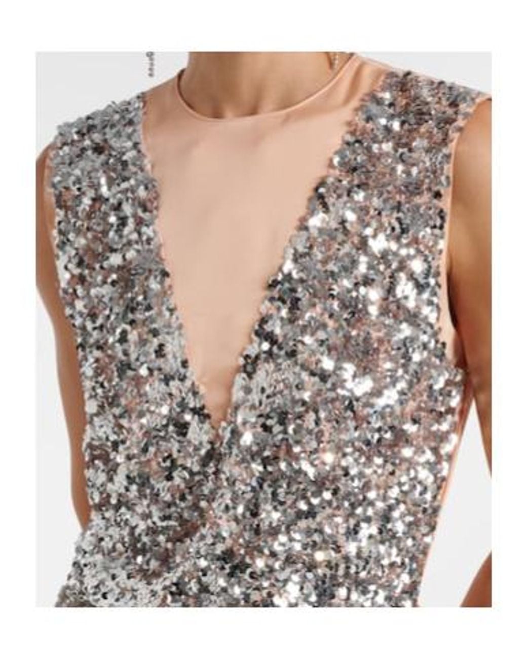 Rabanne Gray Sequined Jersey Top