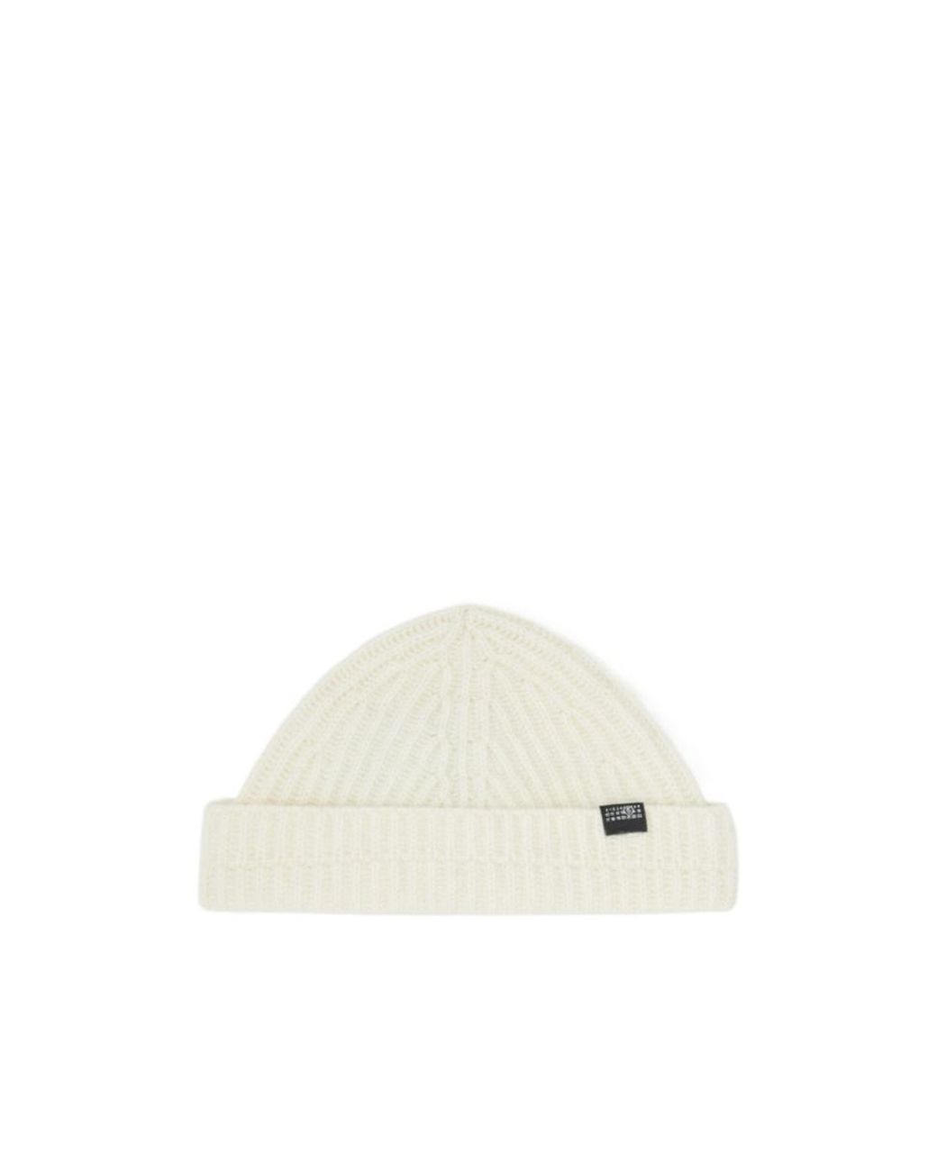 MM6 by Maison Margiela White Logo Patch Ribbed Beanie for men