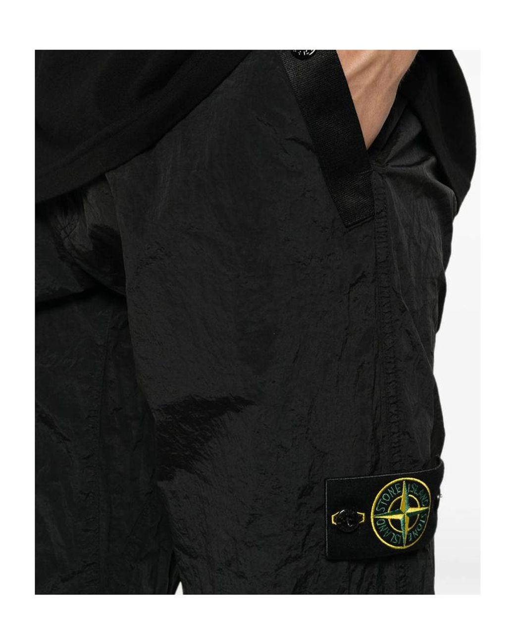 Stone Island Black Logo Patch Track Pants for men