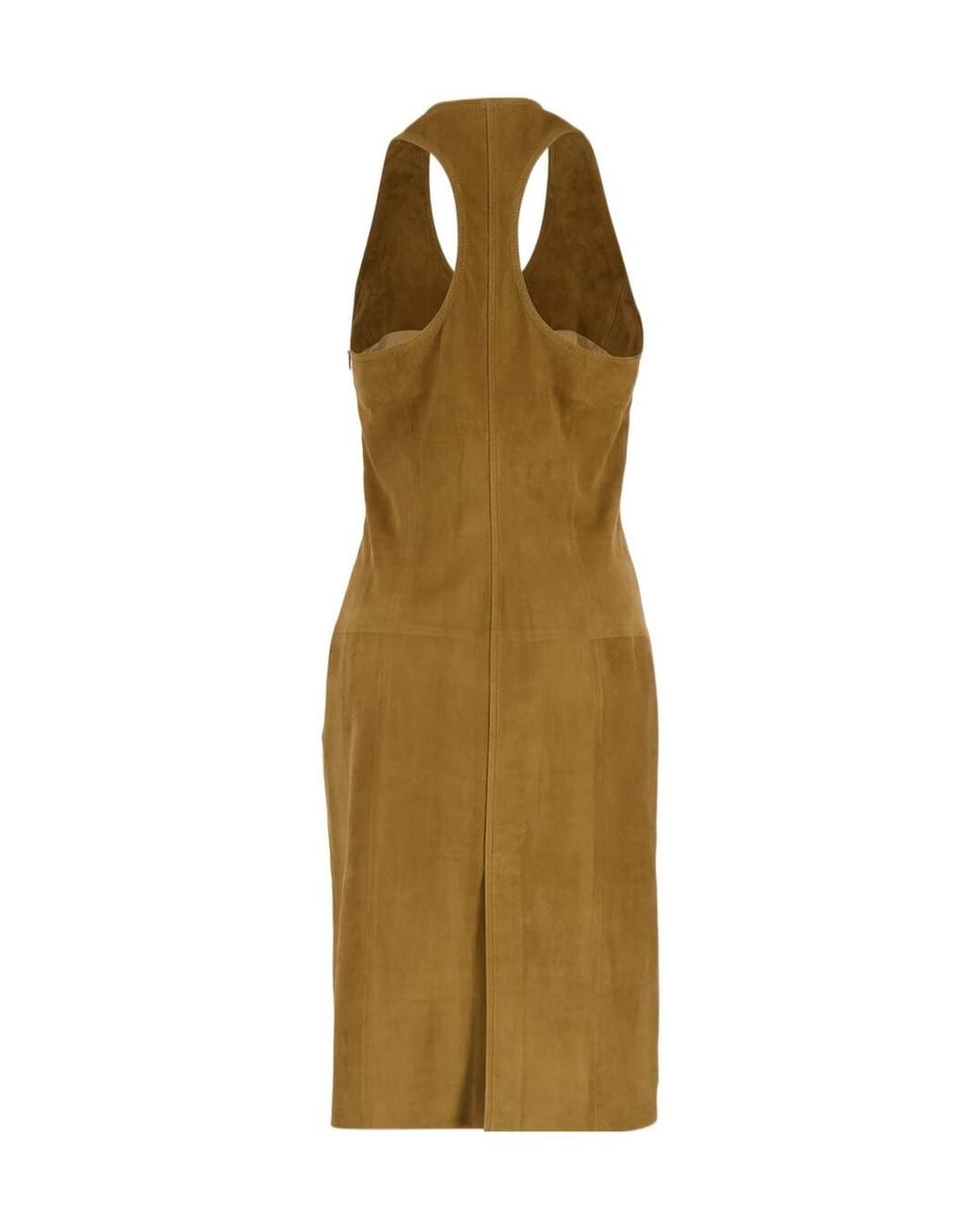 Ferragamo Metallic Racer Back Dress With Hug Buckle Detail