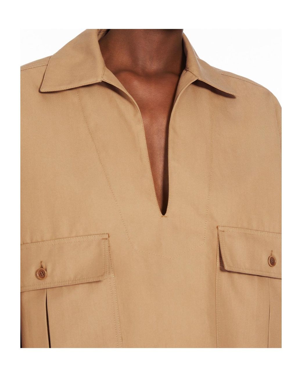 Max Mara Natural V-Neck Long-Sleeved Top