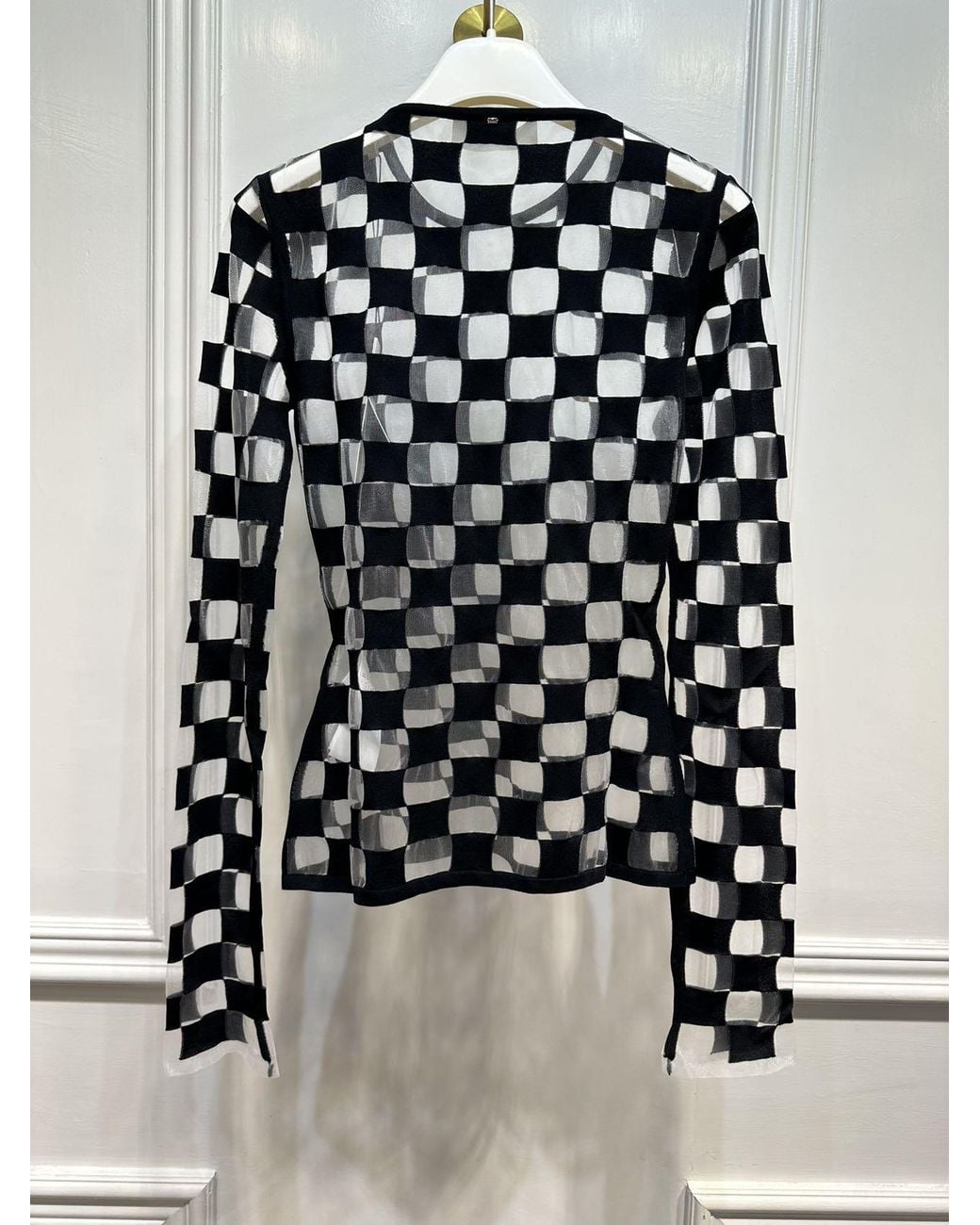 Sportmax Black Checkerboard Effect Crewneck Knitted Jumper