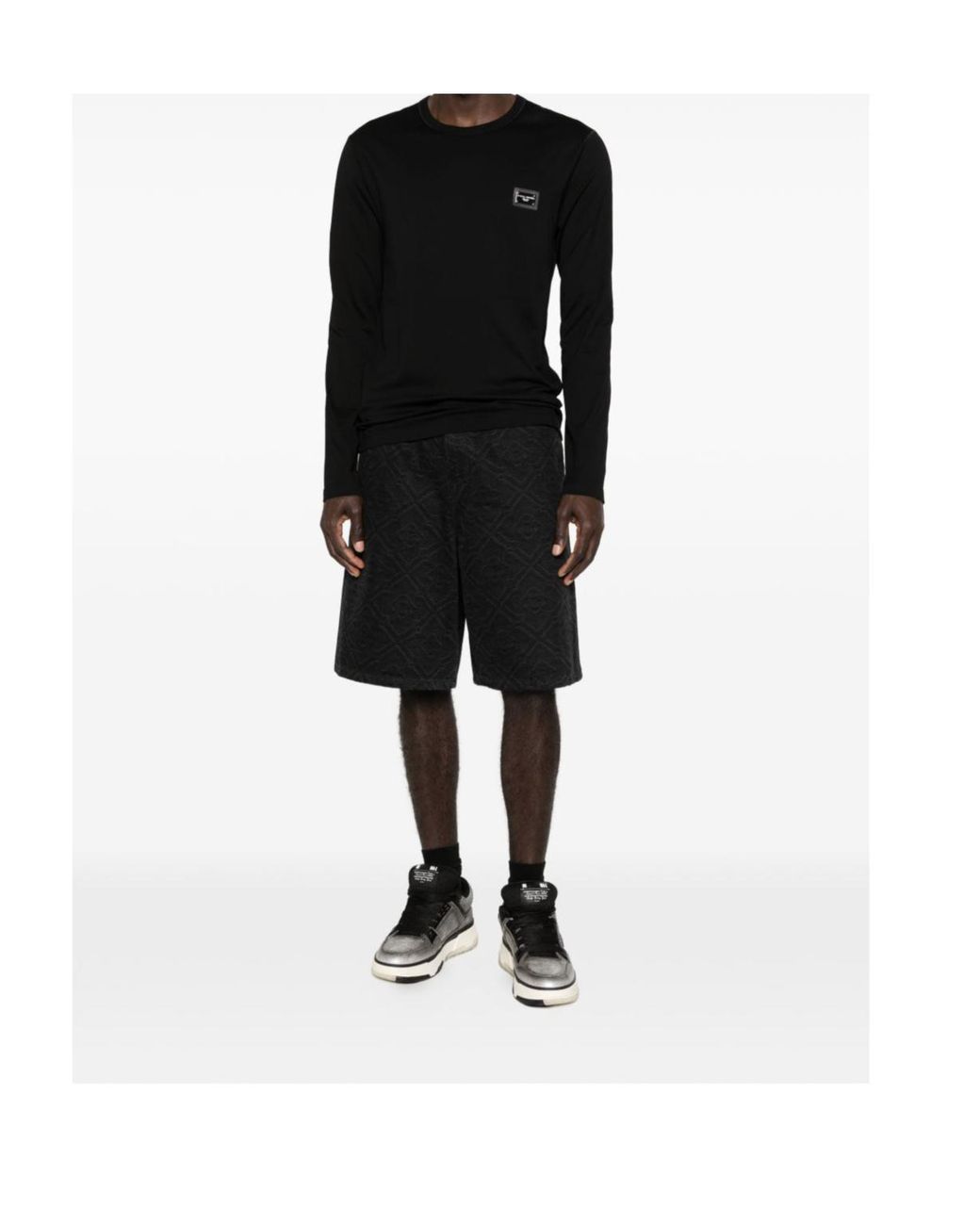Dolce & Gabbana Black Logo-Patch Long-Sleeve T-Shirt for men