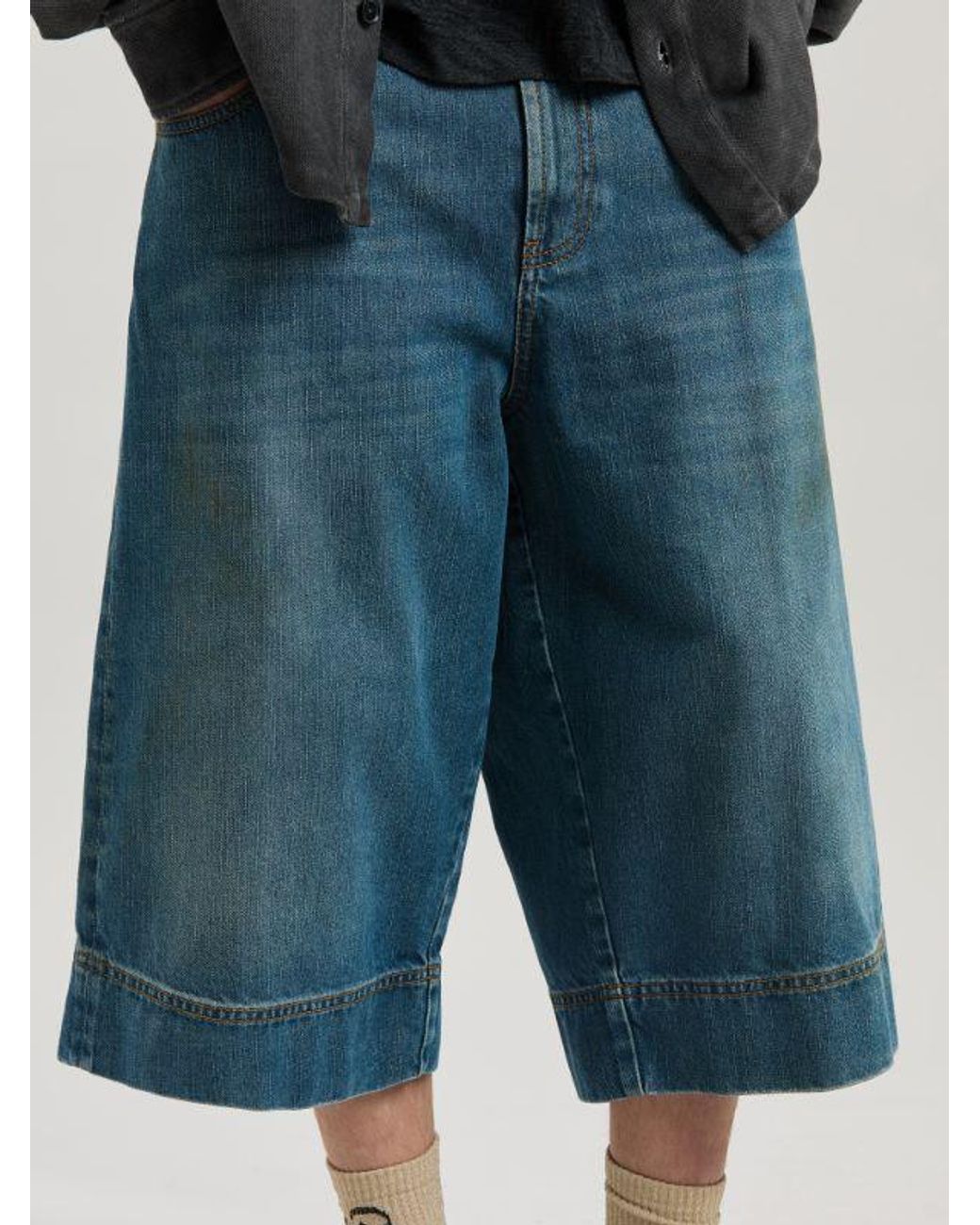 Palm Angels Blue G-Curved Shorts for men