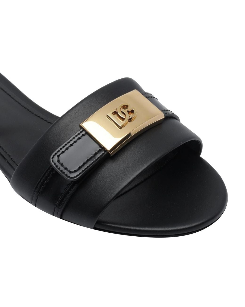 Dolce & Gabbana Black Logo Plate Slides
