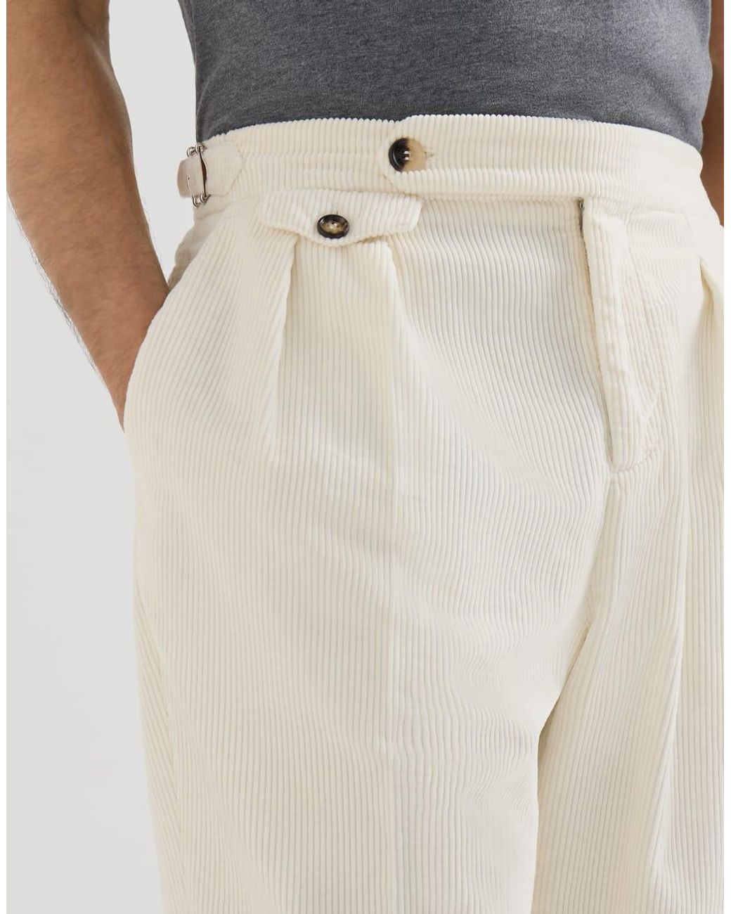 Brunello Cucinelli White Garment-Dyed Trousers for men