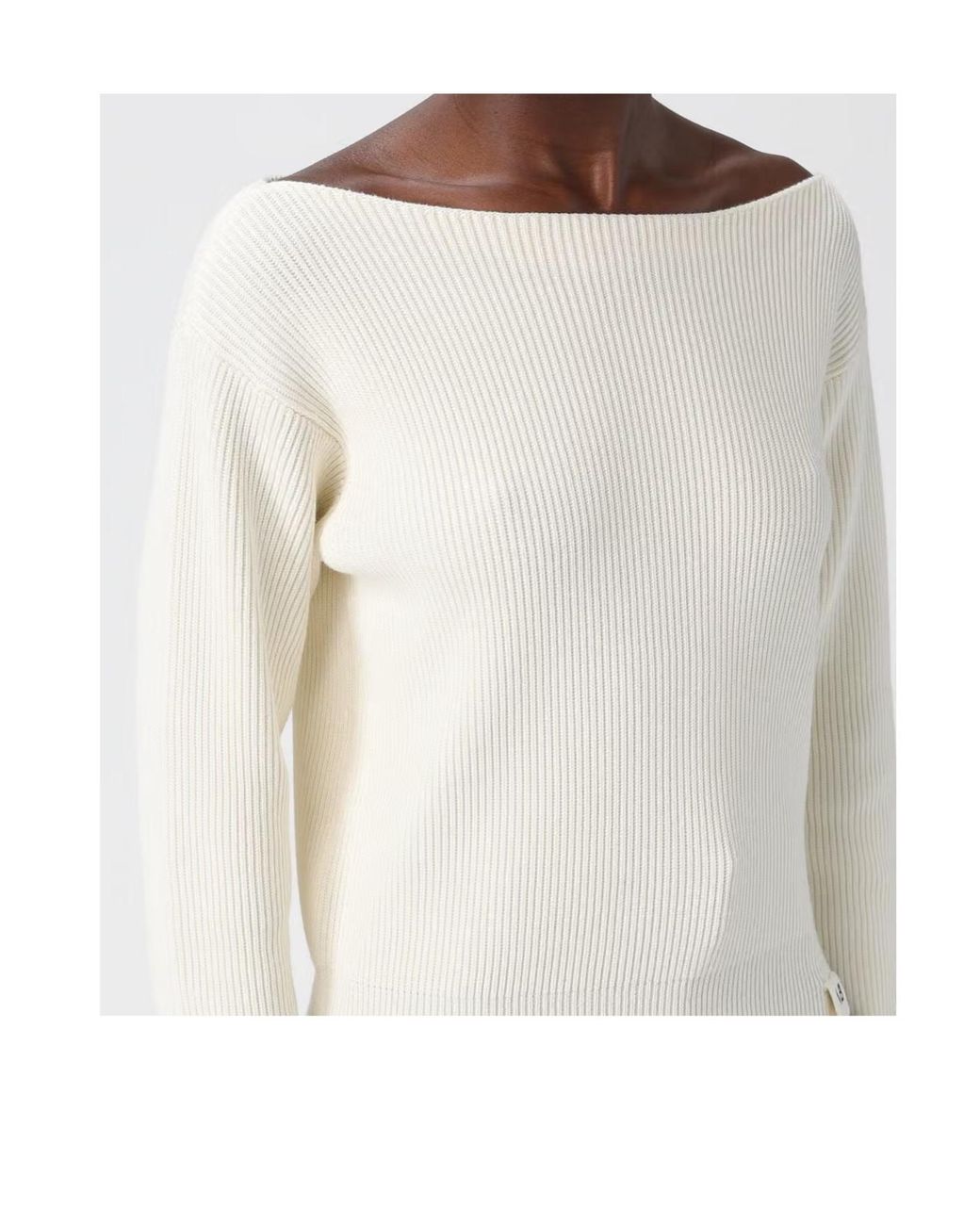 Victoria Beckham White Long-Sleeve Solid-Color Knit Top