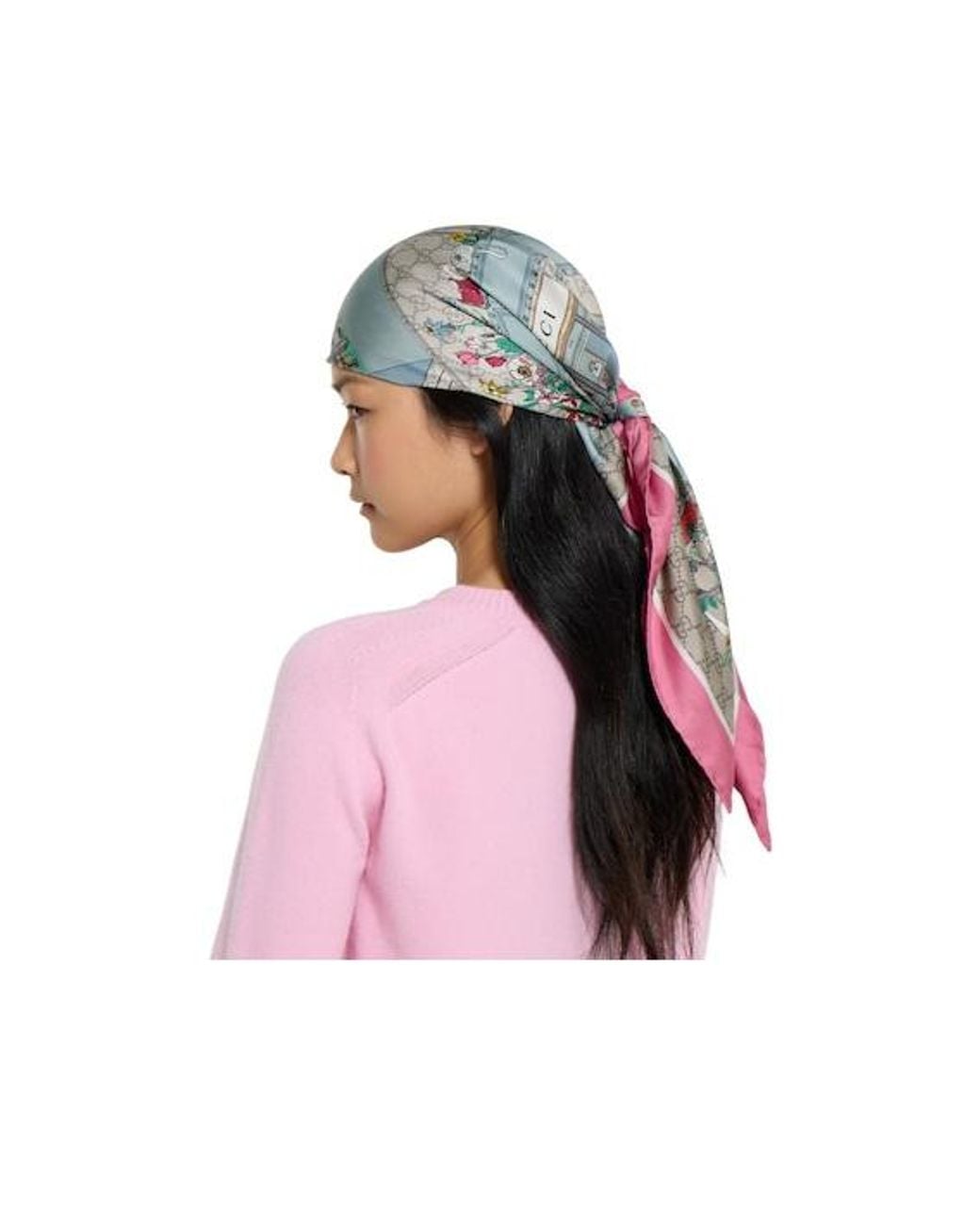 Gucci Blue Printed Silk Twill Carr
