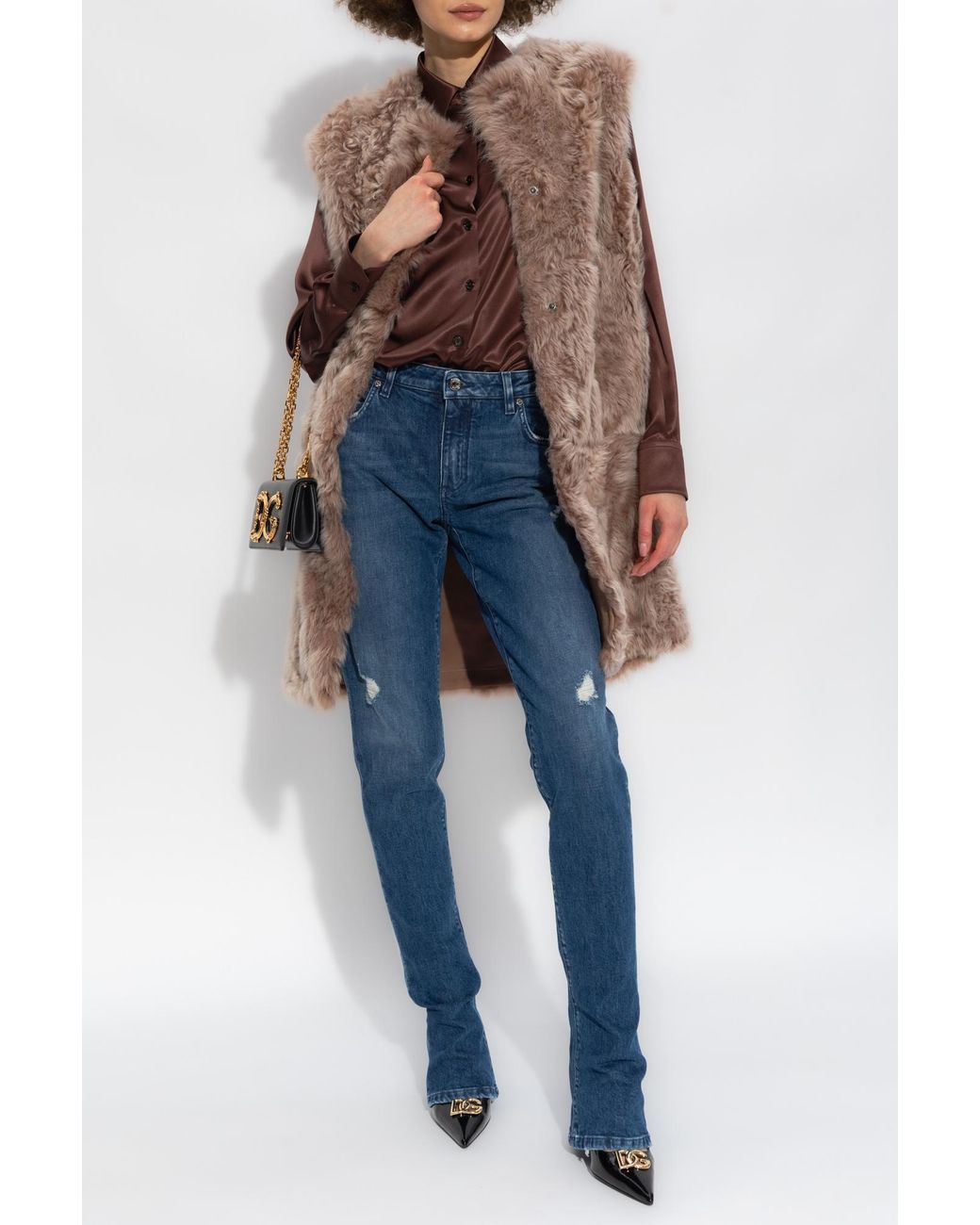Dolce & Gabbana Brown Sleeveless Coat