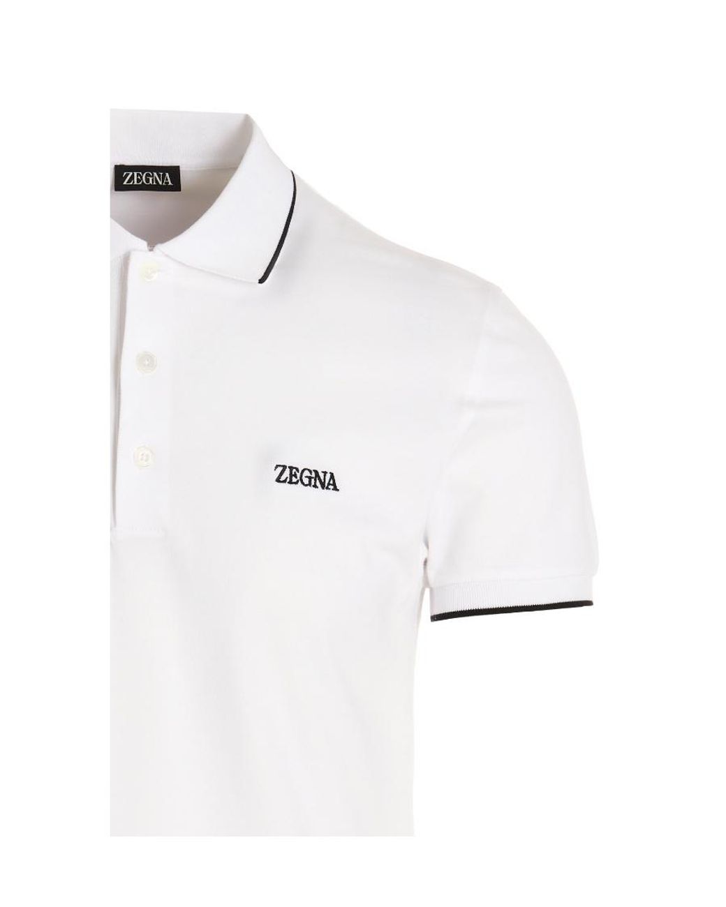 Zegna White Logo-Embroidered Short-Sleeved Polo Shirt for men
