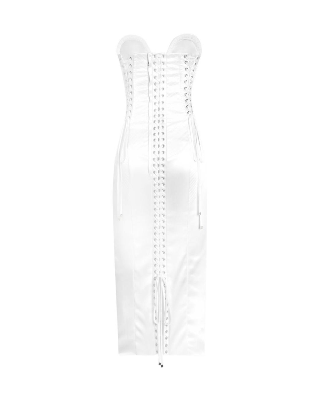 Dolce & Gabbana White Satin Conical-Cup Midi Dress